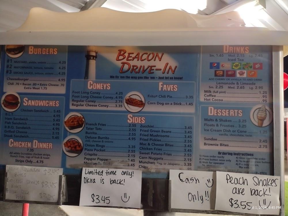 Beacon Drive In Menu image 3